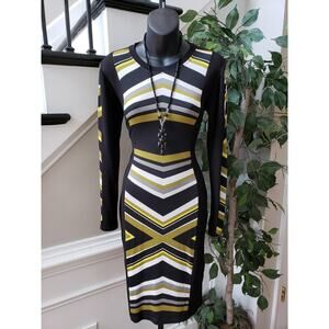 TAGS Womens Bodycon Dress Size Small Multi Casual Long Sleeve Crew Neck Pullover